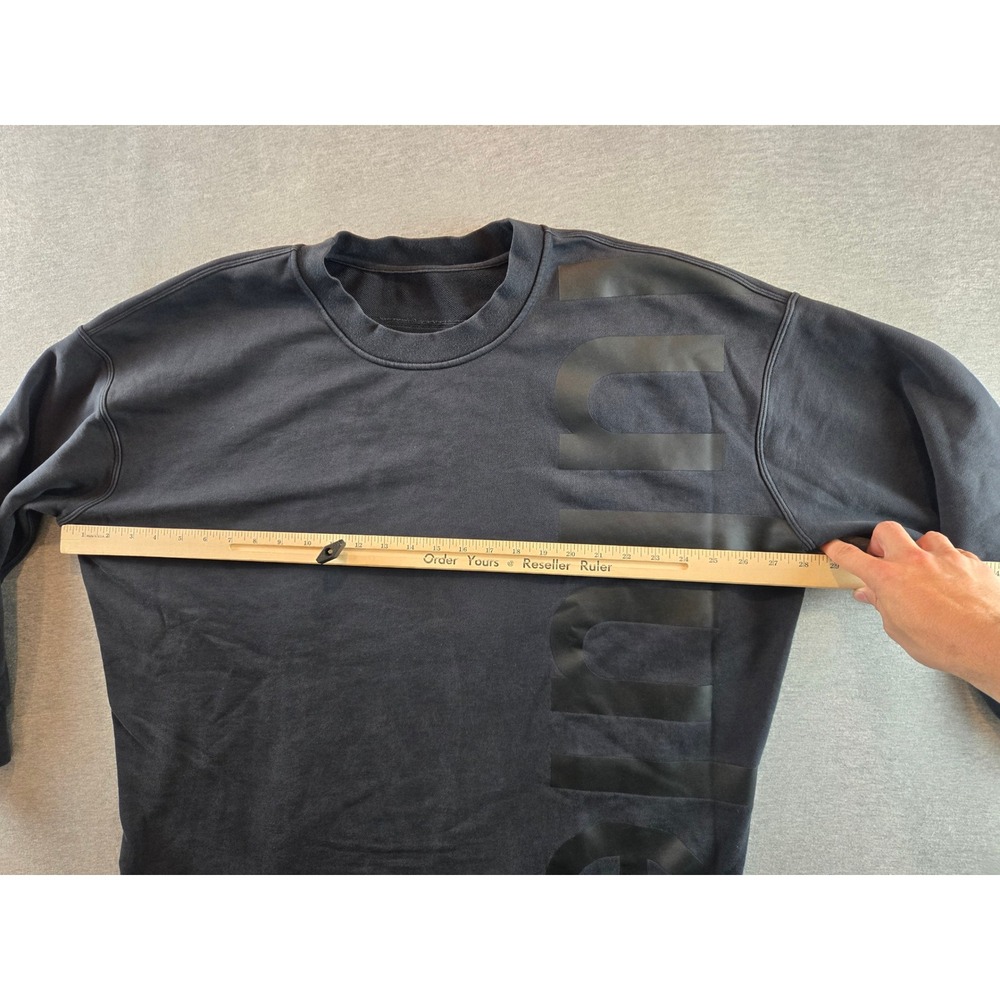 Lululemon Perfectly Oversized Crew Sweatshirt Women L Black Tonal Graphic Logo - Picture 8 of 9